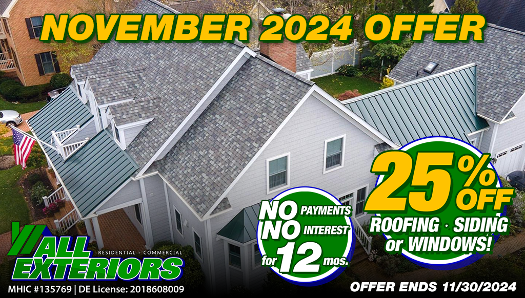 All Exteriors November 2024 Offer - 25% Off Roofing Siding and Window Offer